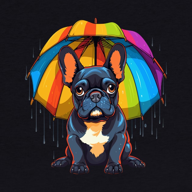 French Bulldog Rainy Day With Umbrella by JH Mart